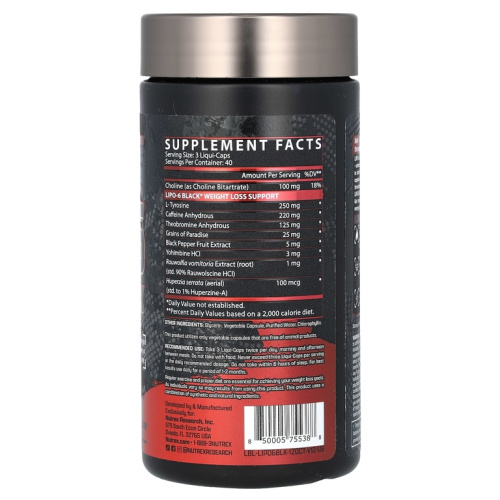 Жиросжигатель Nutrex Lipo-6 Black 120 капсул фото 4