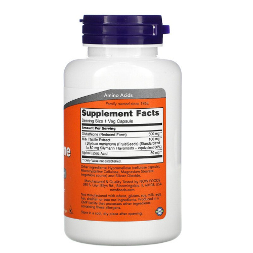 Now Foods Глутатион (Glutathione) 500 мг. 60 вегетарианских капсул фото 2