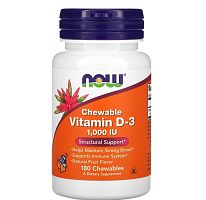 Chewable Vitamin D-3 1000 МЕ (жевательный витамин D3) 180 жевательных таблеток (Now Foods)
