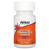 Now Foods Vitamin D-3 Витамин Д-3 10000 IU (250 мкг.) 120 капсул
