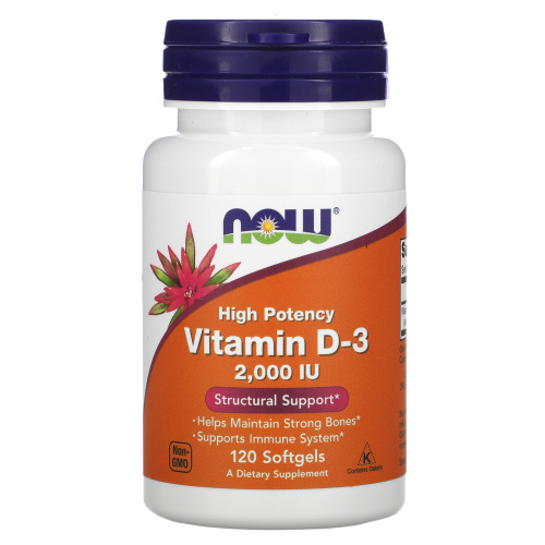 Vitamin D-3 2000 IU (Витамин Д-3 50 мкг) 120 капс (Now Foods)