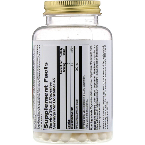 Monolaurin (Монолаурин) 90 вег капсул (Nature's Life) фото 2