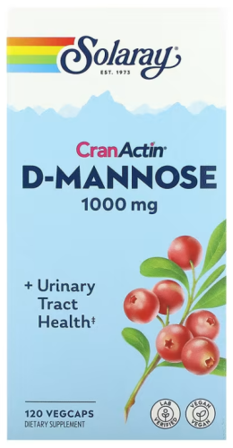 D-Mannose 1000 mg CranActin (D-манноза 1000 мг с экстрактом клюквы) 120 вег капс (Solaray) фото 6