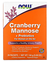 Cranberry & Mannose with Probiotics (Клюква, манноза и пробиотики) 24 пакета по 6 г (Now Foods)_