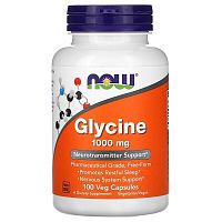 Now Foods Глицин (Glycine) 1000 мг. 100 растительных капсул 