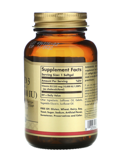 Solgar Витамин D3 Cholecalciferol 250 мкг. 10000 IU 120 капсул фото 2 Solgar Витамин D3 Cholecalciferol 250 мкг. 10000 IU 120 капсул фото 2