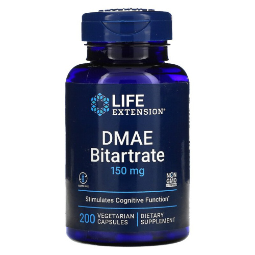 Life Extension DMAE Bitartrate (Битартрат ДМАЕ, Диметиламиноэтанол) 150 мг. 200 растительных капсул