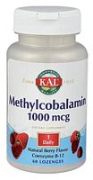 KAL Methylcobalamin B-12 (Метилкобаламин, Витамин B12) 1000 мкг. 60 пастилок со вкусом ягод