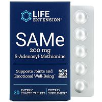 Life Extension SAMe (S-Аденозил-метионин) 200 мг. 30 таблеток покрытых кишечнорастворимой оболочкой
