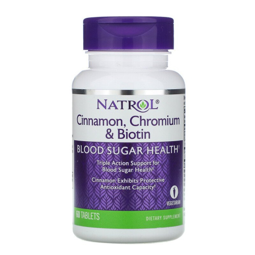 Корица, хром и биотин 60 таблеток (Natrol)