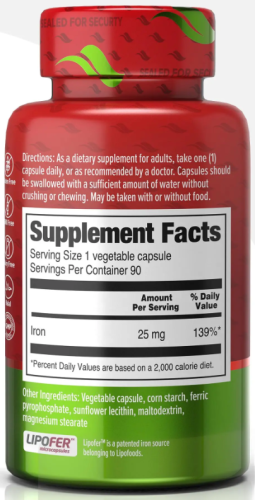 Liposomal Iron (Липосомальное Железо) 25 мг 90 капсул (Orzax) фото 2