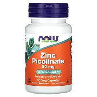 Zinc Picolinate 50 mg (Цинк Пиколинат 50 мг) 30 вег капсул (Now Foods)_