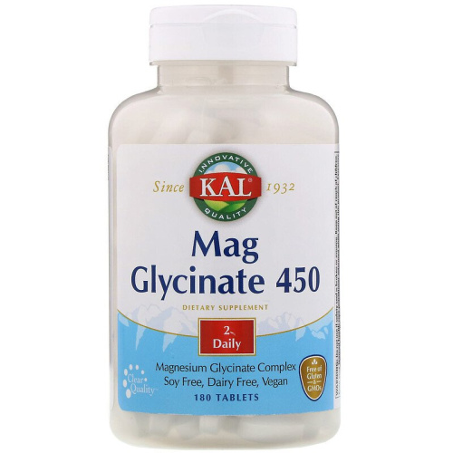 Magnesium Glycinate Complex 450 мг (Глицинат и Оксид магния) 180 таблеток (KAL)