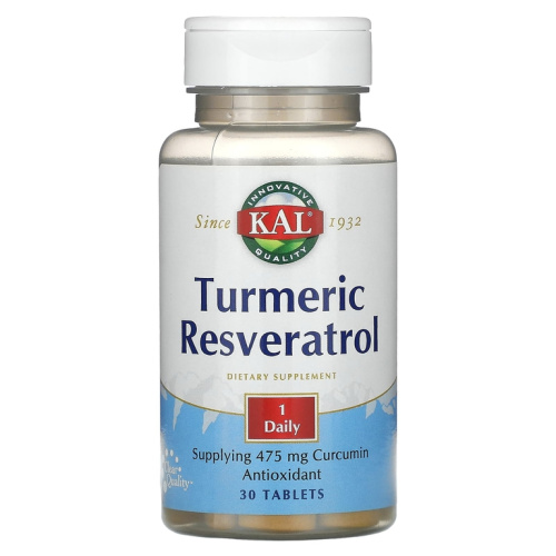 KAL Куркума ресвератрол (Turmeric Resveratrol) 475 мг. 30 таблеток