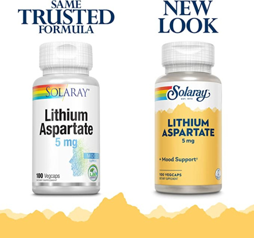 Lithium Aspartate 5 mg (Литий Аспартат 5 мг) 100 вег капсул (Solaray) фото 4