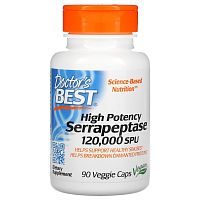 Doctor's Best High Potency Serrapeptase 120,000 SPU (Высокоэффективная серрапептаза) 90 растительных капсул