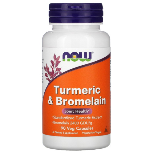 Now Foods Turmeric & Bromelain (Куркума и Бромелаин) 90 растительных капсул