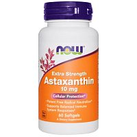 Now Foods Extra Strength Astaxanthin (Астаксантин) 10 мг. 60 мягких капсул 