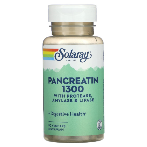 Solaray Pancreatin with Protease, Amylase & Lipase (Панкреатин с протеазой, амилазой и липазой) 1300 мг. 90 растительных капсул  фото 3