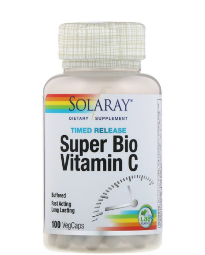 Solaray Buffered Super Bio Vitamin C (Витамин C медленного высвобождения) 1000 мг. 100 растительных капсул фото 5