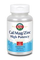 KAL Cal/Mag/Zinc High Potency (Кальций магний цинк, высокой эффективности) 1000/400/15 мг. 100 таблеток