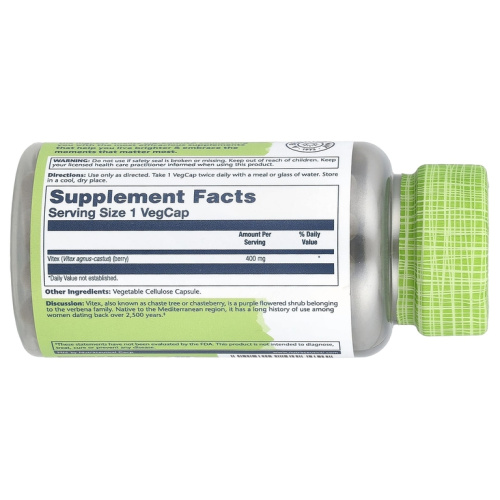 Solaray Vitex (Витекс священный) 400 мг. 100 растительных капсул фото 2