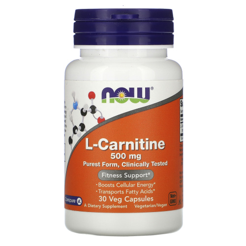 L-Carnitine (Л-Карнитин) Now Foods 500 mg. 30 веганских капсул