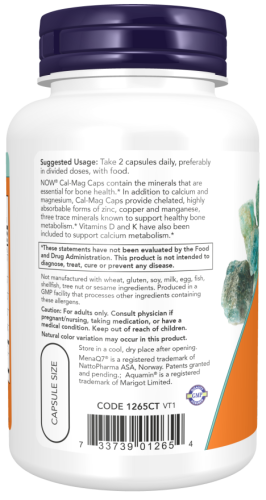 Now Foods Cal-Mag Caps with Vitamin D (Кальций и Магний + Витамин D) 120 растительных капсул фото 2