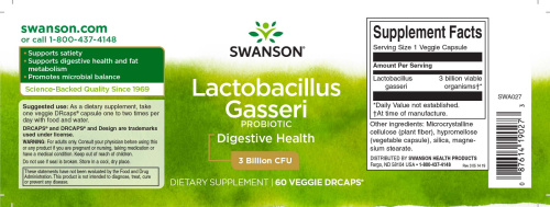 Lactobacillus Gasseri Probiotic 3 billion CFU (Лактобациллы Гассери) 60 вег капсул (Swanson) фото 2