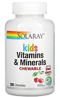 Solaray Kids Vitamins & Minerals Chewable (Витамины и минералы для детей) 120 жевательных таблеток