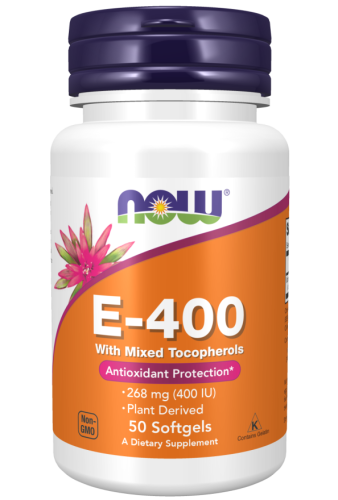 Vitamin E-400 with Mixed Tocopherols (Витамин Е смешанные токоферолы) 50 мягких капсул (Now Foods)