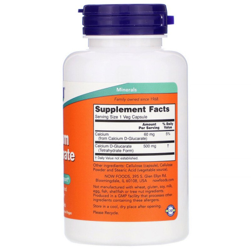 Now Foods Calcium D-Glucarate (D-Глюкарат Кальция) 500 мг. 90 растительных капсул фото 2
