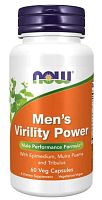 Now Foods Men's Virility Power (Повышение тестостерона, мужской комплекс с эпимедиумом, муирой пуама и трибулусом) 60 растительных капсул