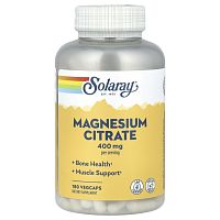 Solaray Magnesium Citrate (Магний цитрат) 400 мг. 180 растительных капсул 