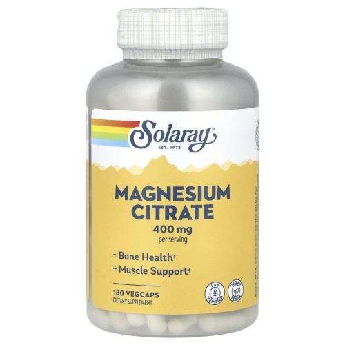Solaray Magnesium Citrate (Магний цитрат) 400 мг. 180 растительных капсул 