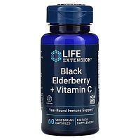 Black Elderberry + Vitamin C срок 02.24 (Черная Бузина с Витамином C) 60 вег капсул (Life Extension)