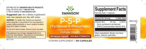 P-5-P 40 mg (Pyridoxal-5-Phosphate) Пиридоксаль-5-фосфат 40 мг 60 капсул (Swanson) фото 2