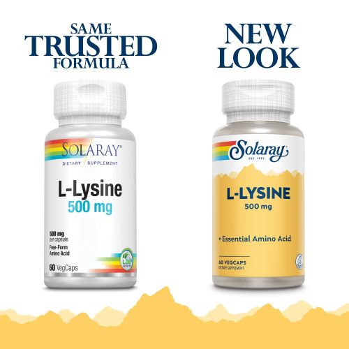 L-Lysine 500 mg (L-Лизин 500 мг) 60 вег капсул (Solaray) фото 3