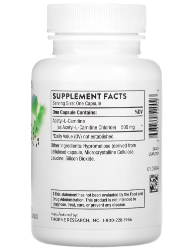  Acetyl-L-Carnitine 500 mg (Ацетил-L-карнитин) 60 капсул (Thorne Research) фото 4