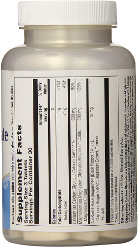 Cal-Mag Glycinate 1:1 500 мг (Кальций и Магний Глицинат) 90 таблеток (KAL) фото 2