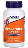 Natural Resveratrol 200 мг (Натуральный Ресвератрол) 60 вег капсул (Now Foods)