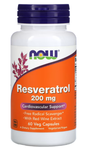 Natural Resveratrol 200 мг (Натуральный Ресвератрол) 60 вег капсул (Now Foods)