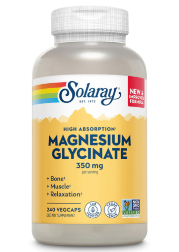 Solaray Magnesium Glycinate (Глицинат магния с высокой усвояемостью) 350 мг. 240 растительных капсул