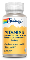 Solaray Vitamin E Natural Source With Mixed Tocopherols (Натуральный источник витамина E со смесью токоферолов) 268 мг. 50 мягких капсул