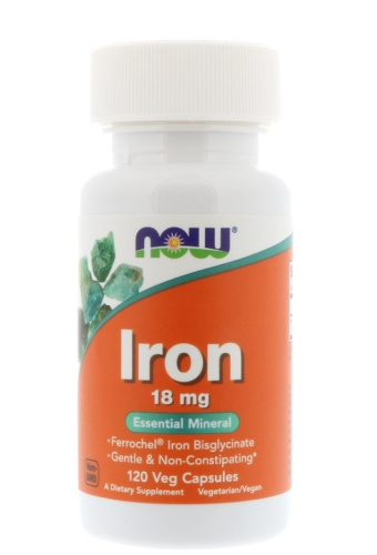 Now Foods Iron (Железо) 18 мг. 120 растительных капсул