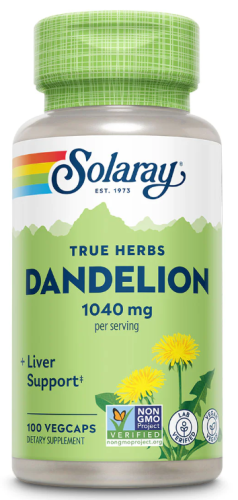Solaray True Herbs Dandelion Root (Корень одуванчика) 1040 мг. 100 растительных капсул