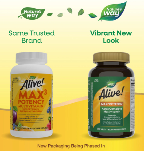 Alive! Max3 Potency (мультивитаминный комплекс с железом) 180 таблеток (Nature's Way) фото 6