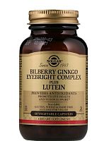 Solgar Bilberry Ginkgo Eyebright Complex Plus Lutein (Комплекс черники Гинкго для зрения плюс Лютеин) 60 капс.