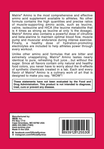 Matrix Bcaa Amino Blend (БЦАА + L-Цитруллин) 370 грамм (Syntrax) фото 2