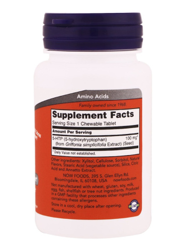 5-HTP 100 мг 90 жевательных таблеток (Now Foods) фото 2